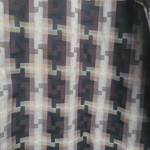 Bugatchi Uomo Classic Fit Shirt Long Sleeve Neutral Geometric Digital Print 2XL - Picture 2 of 12